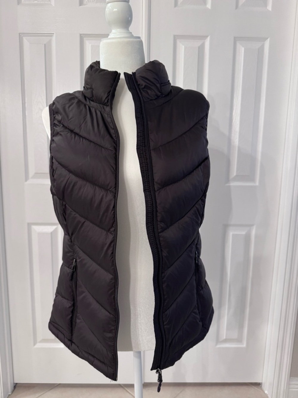 Charter Club Chocolate Brown Quilted Puffer Vest with Stand Collar